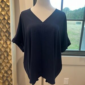 JODIFL Navy V-Neck Blouse